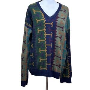 Byford silk/cotton Grandpa sweater, extra large, chunky, heavy, retro, 90s